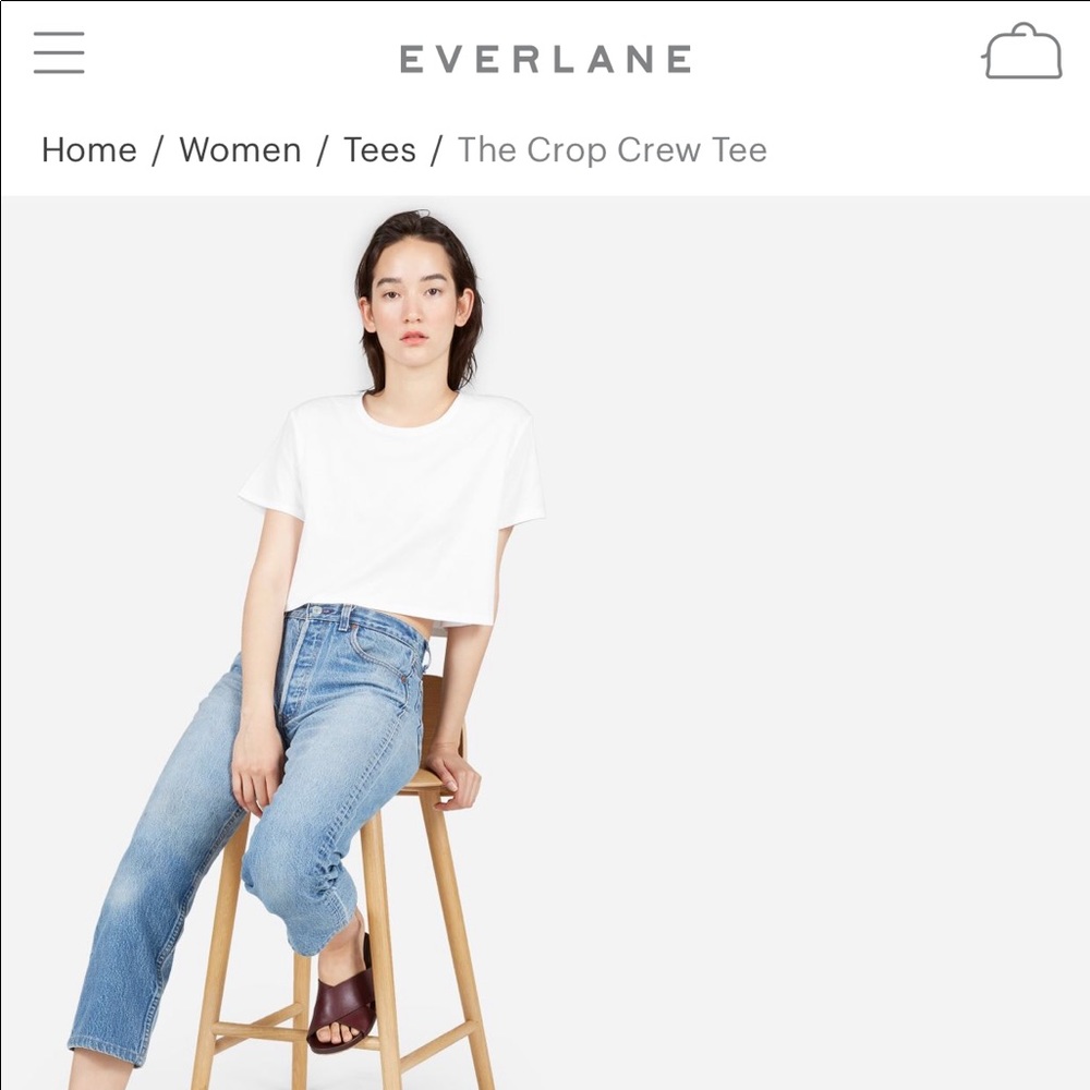Cropped white Everlane Tee